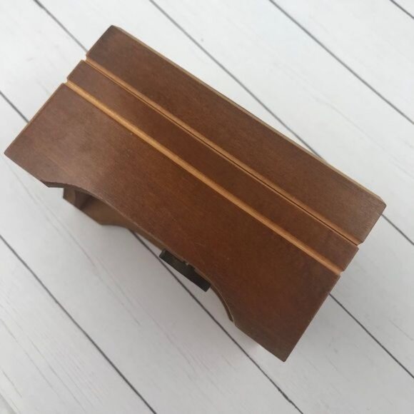 Reuge Swiss Music Box Boy Playing Horn for Bird Image on Top Wood Footed Hinged - Picture 6 of 13